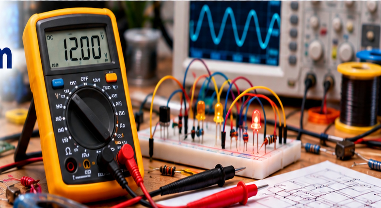 Digital multimeter and electronics workbench